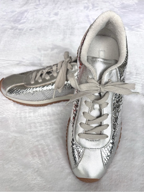Michael Kors Shoes - MICHAEL KORS Rhodes Leather Lace Up Metallic Silver Sneaker--NEW--9